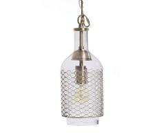 Luminaire Madrid, suspension verre, 60 W, transparant/laiton, Ã¸ 15 x H 34 cm