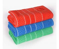 United Couleurs of Benetton. CASA Benetton Lot de 3 torchons de Cuisine 50 x 70 cm 420 g/m² 100% Coton (Vert + Bleu + Rouge) Multicolore 50 x 70 cm