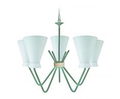 Tosel 21085 Lustre 5 Lumières, Bois, E14, 40 W, Turquoise, 72 x 90 cm