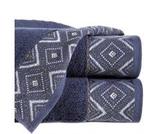 Eurofirany Zick Zack Lot de 3 Serviettes de Toilette en Coton Doux avec Coutures en mÃ©tal et Paillettes Bleu Marine 70 x 140 cm