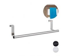 Relaxdays 10027815_55 Serviettes Porte et Armoire, accrocher, Tringle en Acier INOX, Tige sans Trous, Cuisine,Bain, Argent, Plastique, 1