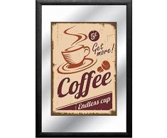 empireposter â Coffee â Tasse sans Fin â Taille (cm), env. 20 x 30 - Miroir imprimé - Description : - Miroir Mural imprimé avec Cadre en Plastique Noir Aspect Bois