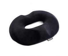 iMedic Coussin en Forme de Donut avec Housse de pour soulager Les héamorroïdes, Les pieux, Les Coccyx ou Les douleurs postnatales | Voiture, Fauteuil Roulant, Bureau, Peluche Noire