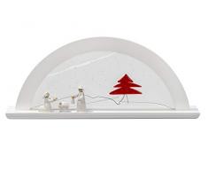KWO Olbernhau 75893 aulne avec bougeoir en Verre et Sapin Rouge 79 x 14 x 35 cm (Blanc)