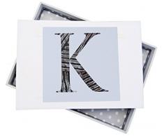 White Cotton Cards Alphabetics Initiale K Mini Album Photo, Multicolore