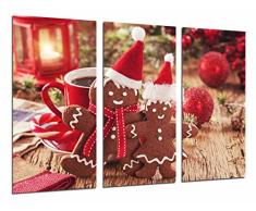 Tableau Moderne Photographique, Impression sur bois, Pâtisserie, cafétéria, décoration de Noël rouge, biscuits, 97 x 62 cm, ref. 26940