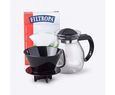 Kilo CSET1 Carafe à café en verre avec porte-cône et boîte de 100 feuilles filtrantes 1 l