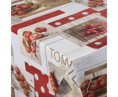Venilia Red Nappe Rouge Tomato Linge de Table Toile cirÃ©e Maintenance rÃ©duite hydrophobes, Polyester, PVC, carrÃ©, x 140Â cm, 55015, 140 x 140 cm