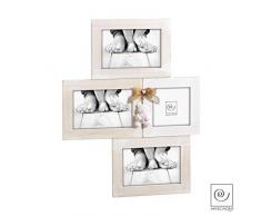 Cadre multi en bois et dÃ©coration en rÃ©sine nounours rose - 1 photos 10x10 + 3 photo 10x15 cm. Taille extÃ©rieure 32x41 cm