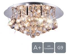 AUROLITE Plafonnier moderne en cristal semi-encastré Chromé poli Classe énergétique A++ à E UK Stockist RRP 185 (6 lumières)