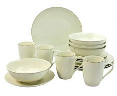 Creatable 20239, sÃ©rie Campo Gold Line, Set Vaisselle, Service combinÃ© 16 piÃ¨ces, WeiÃ