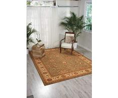 Nourison Living Treasures LI04 Tapis rectangulaire Marron, Laine, Vert, 76cm x 244cm
