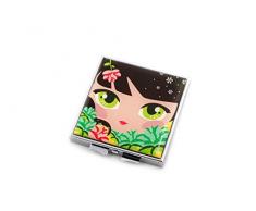 Decodelire M19 Miroir de Poche Sweety, Verre/Métal, Vert/Jaune