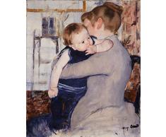 Legendarte PL-062 Tableau La MÃ¨re et lenfant Impression numÃ©rique sur Toile. Peinture de Mary Cassatt, Multicolore, 50 x 60