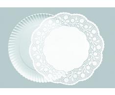 IBILI 729500 5 Plats et 5 Napperons Ronds, Papier, Blanc, 35 x 35 x 1 cm