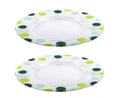 Bohemia Cristal 093 012 093 Play of Colors Lot de 2 Assiettes, diamètre Env. 320 mm avec Points en Verre sodocalcique, Vert