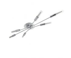 TP24 roseau â tâche 6 voies Plafonnier dans une finition chrome avec détails en verre transparent