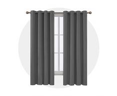 Deconovo Rideau Occultant Moderne à Oeillet Chambre Bebe Cuisine Salle Interieur Isolant Thermique 2 Pcs, Gris Clair, 140x183cm
