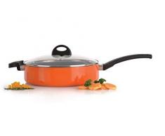 Berghoff 3700160 Sauteuse avec Couvercle Orange 26 cm, Aluminium forgé