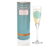 RITZENHOFF Pearls Edition Prosecco Verre, Cristal, Cristal, türkis/Petrol/Rose Gold, 3.8 x 3.8 x 11.1 cm