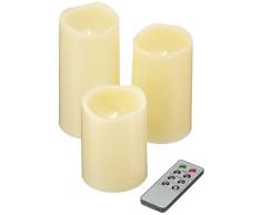 Flower Power 9198, Bougie LED, plastique, beige, 23Â x 7,5Â x 15,5Â cm