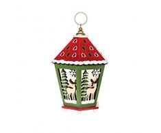 EUROCINSA Lanterne en Bois avec lumiÃ¨res (sans Piles) avec Motifs de NoÃ«l Rouges et Verts 15 x 20 cm 2 unitÃ©s, Taille Unique.