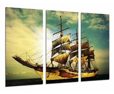 Tableau Moderne Photographique, Impression sur bois, Voilier vintage, bateau dans la mer, 97 x 62 cm, ref. 26681