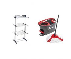 AmazonBasics SÃ©choir Tour dintÃ©rieur avec Ailes Pliantes & Vileda Easy Wring & Clean Turbo Balai Ã Frange + Seau Ã pÃ©dale - Set Complet