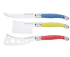 Kitchencraft Fonctionne en Acier Inoxydable Couteaux à Fromage, Multicolore, Lot de 3