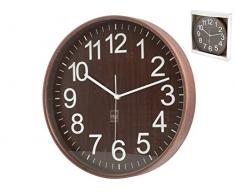 H&H 8032332 Horloge Murale, Rond, 32Â foncÃ©, Bois, 1Â x 1Â x 1Â cm