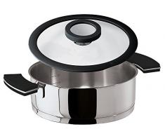 Sambonet 12Â OClock Grey Sauteuse 2Â Anses avec Couvercle, Acier Inoxydable, Gris, 28Â cm
