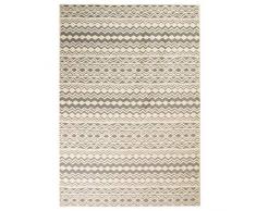 vidaXL 133023 Tapis Classique Ã Poils Courts Motif Zigzag 120 x 170 cm Tissu Beige et Gris 120 x 170 cm