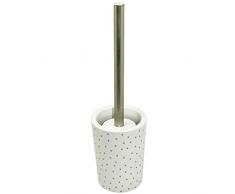 Opportunity 49TU1612704 Balai de Toilette Pois, Blanc et Doré, diam 11h38 cm