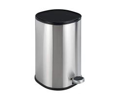 Wenko 24382100 pédale Nant Easy-Close Argent Mat cosmétique, Poubelle avec système dabaissement Automatique Capacité 5 l, Acier Inoxydable, Dimensions (L x H x P) : 27,3 x 30 x 20,5 cm