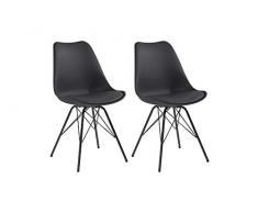 Homexers URSEL Ensemble de chaises, Plastique, Cuir synthÃ©tique Noir, B 48 x H 86 x T 55,5 cm