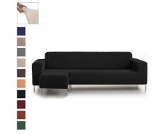 Eiffel Textile Housse Ã©lastique de CanapÃ© Rustique Chaise Longue Court Gauche, Coton, Noir, 41Â x 21Â x 6Â cm