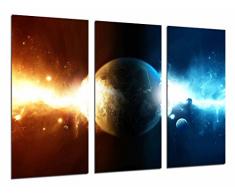 Tableau Moderne Photographique, Impression sur bois, Monde rouge et bleu, planète, lumière, ciel, 97 x 62 cm, ref. 26695