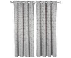 Deconovo Rideau Occultant Chambre Bebe Motif Restaurant Couche de Mousse Ã Oeillets Isolant Thermique 2 Pcs, Polyester, Gris Clair, 140x175cm