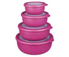 COOK CONCEPT Lot de 4 Boites de Conservation Basse â Dimensions : 23.5 x 22.5 x 9 cm, Plastique-PP, Bordeaux, KB5980