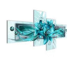 Tableau decoration murale Lys de Fleurs 200 x 100 cm - XXL Impression sur Toile Salon Appartment 4 Parties - prÃªt Ã accrocher - 008741a