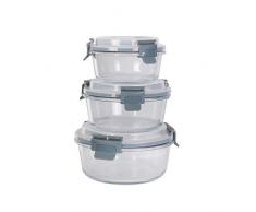 COOK CONCEPT KB5985 Lot de 3 Boites de Conservation Ronde, Verre-Borosilicate, Transparent, Dimensions : 18 x 18 x 17 cm