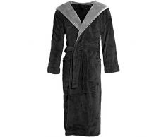 CelinaTex Texas Peignoir De Bain, Capuche, De Deux Couleurs, Longue, Poches Appliquées, Femme, Homme, Unisexe, Microfibre, Laine Polaire de Corail L Noir/lanthracite