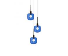 SP Light and Design Diva Suspension triple Structure Or, Verre Bleu Lampe Ã suspension 4 W