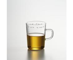 Verrerie Conique en Verre avec Anse, Tasse à thé avec Motif Tea Leaf - 0,22l