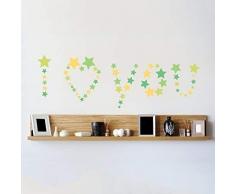 Walplus 104x38 cm Mural Autocollants Ãtoiles Amovible Auto-Adhésif Mural Art Stickers Vinyle Maison Décoration DIY Salon Chambre Bureau Décor Peint Enfants Chambre Cadeau, Multicolore