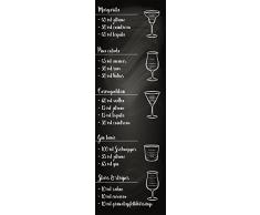 Plage Cuisine Sticker Cocktails Recettes sur Table, Vinyle, Black, 180Â x 0,1Â x 59,5Â cm