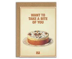 Message Earth 3264496 Carte Double Ã©co-Design avec Son enveloppe, 100% Ã©cologique, sans Aucun Texte Ã lintÃ©rieur : Want to Take A Bite of You, FSC & 100% Papier RecyclÃ©, Beige, 16,3x12,15x0,1 cm