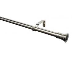 Gardinia Ensemble de Tringle à Rideaux à cône 1 Barillet à 16/19 mm Aspect INOX 190-340 cm, Effet de métal, Rail