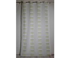 HomeMaison Voilage à Rayures Fantaisie, Polyester, Anis, 260x140 cm