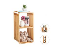Relaxdays bambou, salle de bain, étagère sur pieds arrondie, carrée, différentes tailles, nature 3 étages, 64,7 x 33 x 33 cm